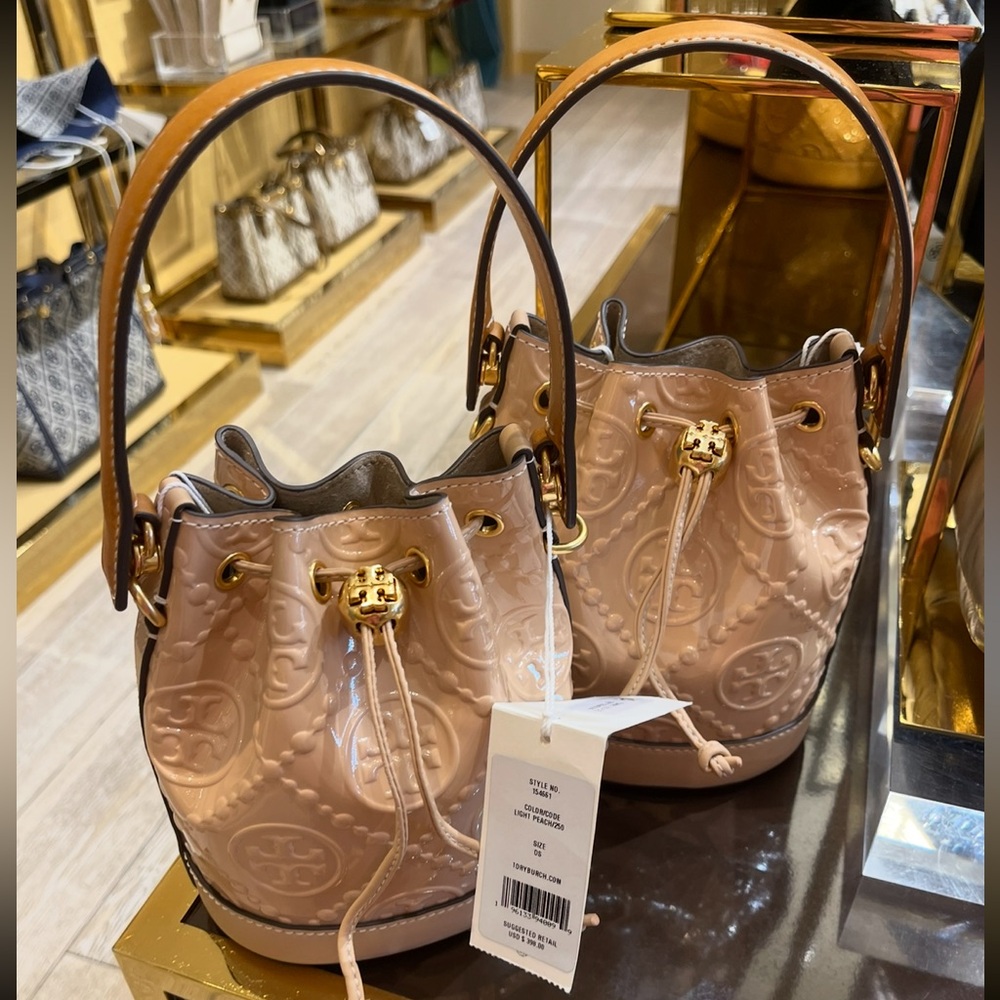 Tory Burch Mini Patent Leather Bucket Bag